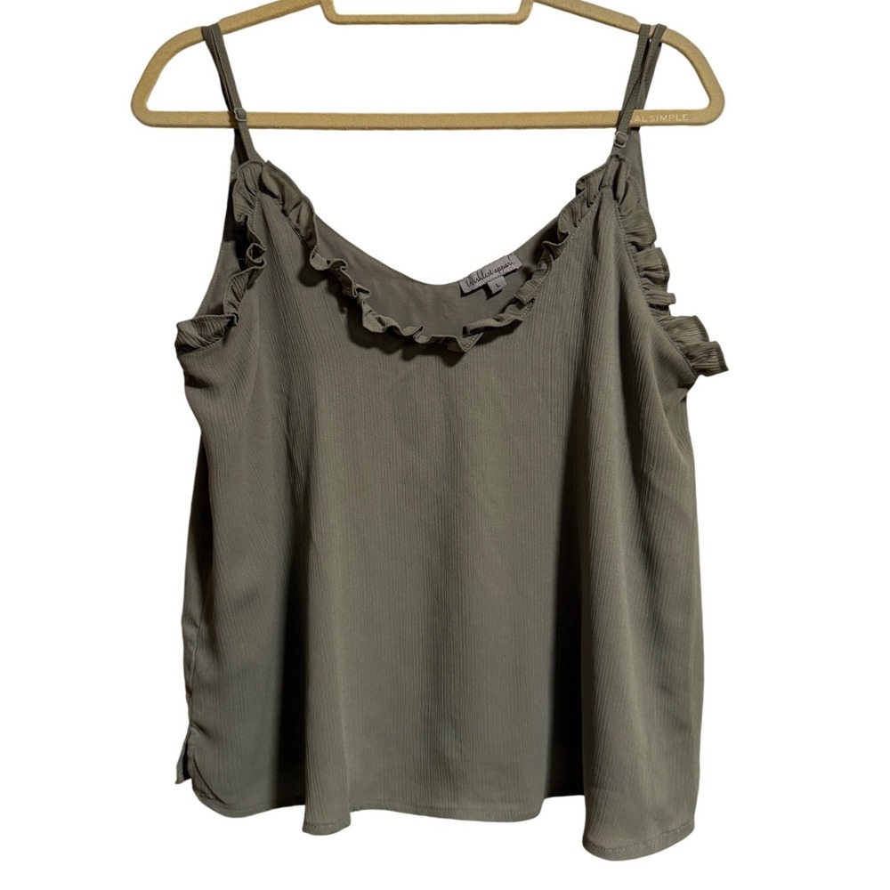 Wishlist Apparel Sage Green Ruffle V-Neck Camisole Tank Top Large